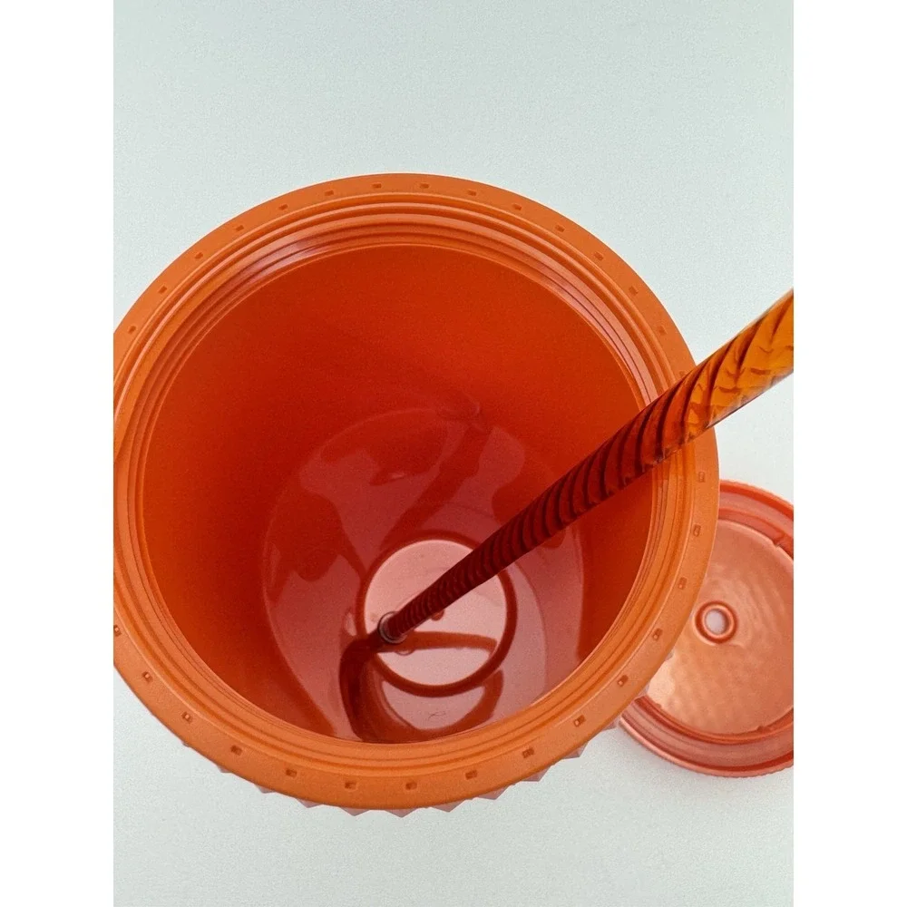 Starbucks Orange Studded Tumbler 24oz Cold Cup Limited Edition Reusable w/ Straw